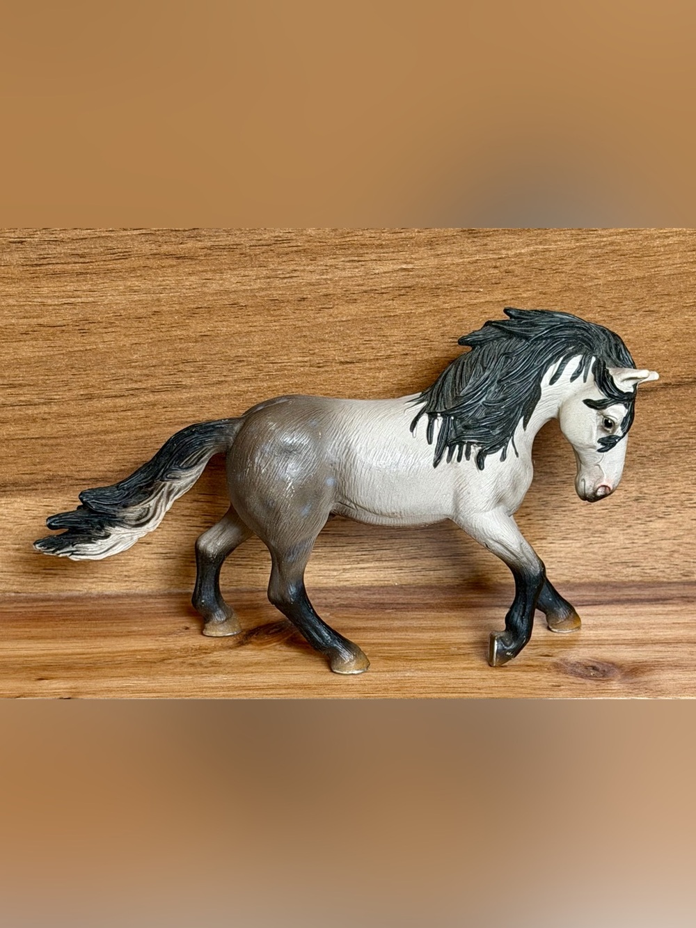 Classic Grey and Black Horse Figurine Toy - Realistic Playset Figure